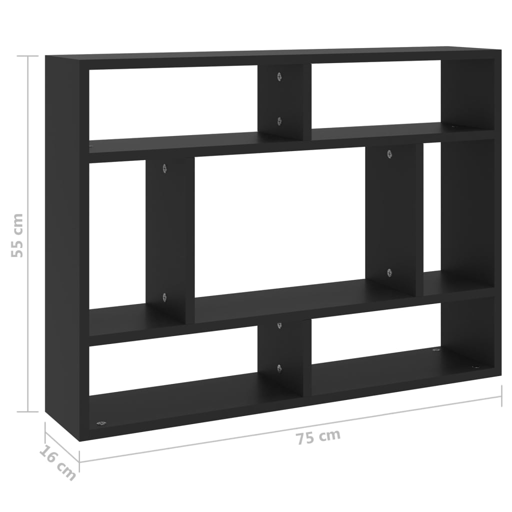 Etagère murale 75x16x55 cm en dérivé du bois, couleur chêne