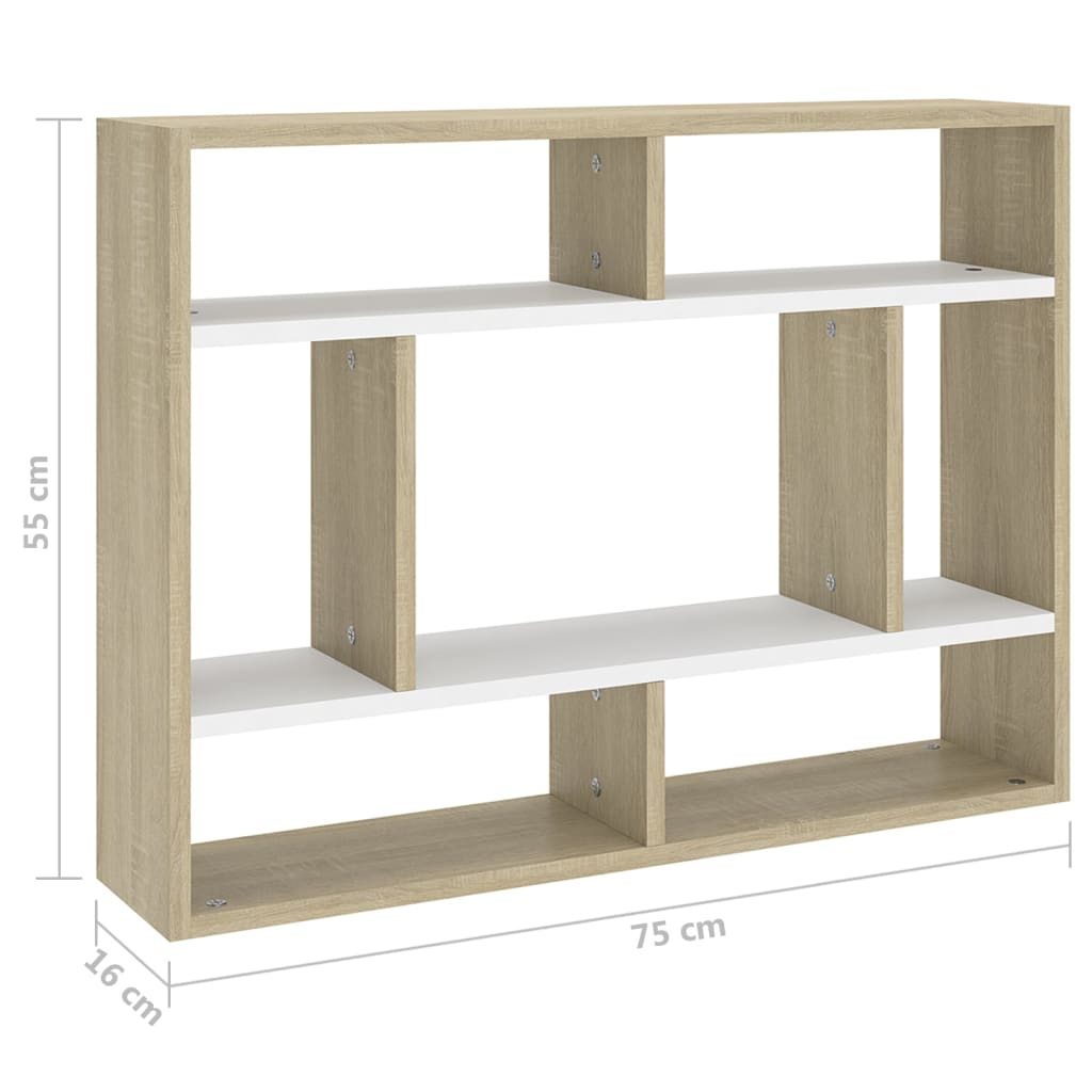 Wandschap 75x16x55 cm bewerkt hout