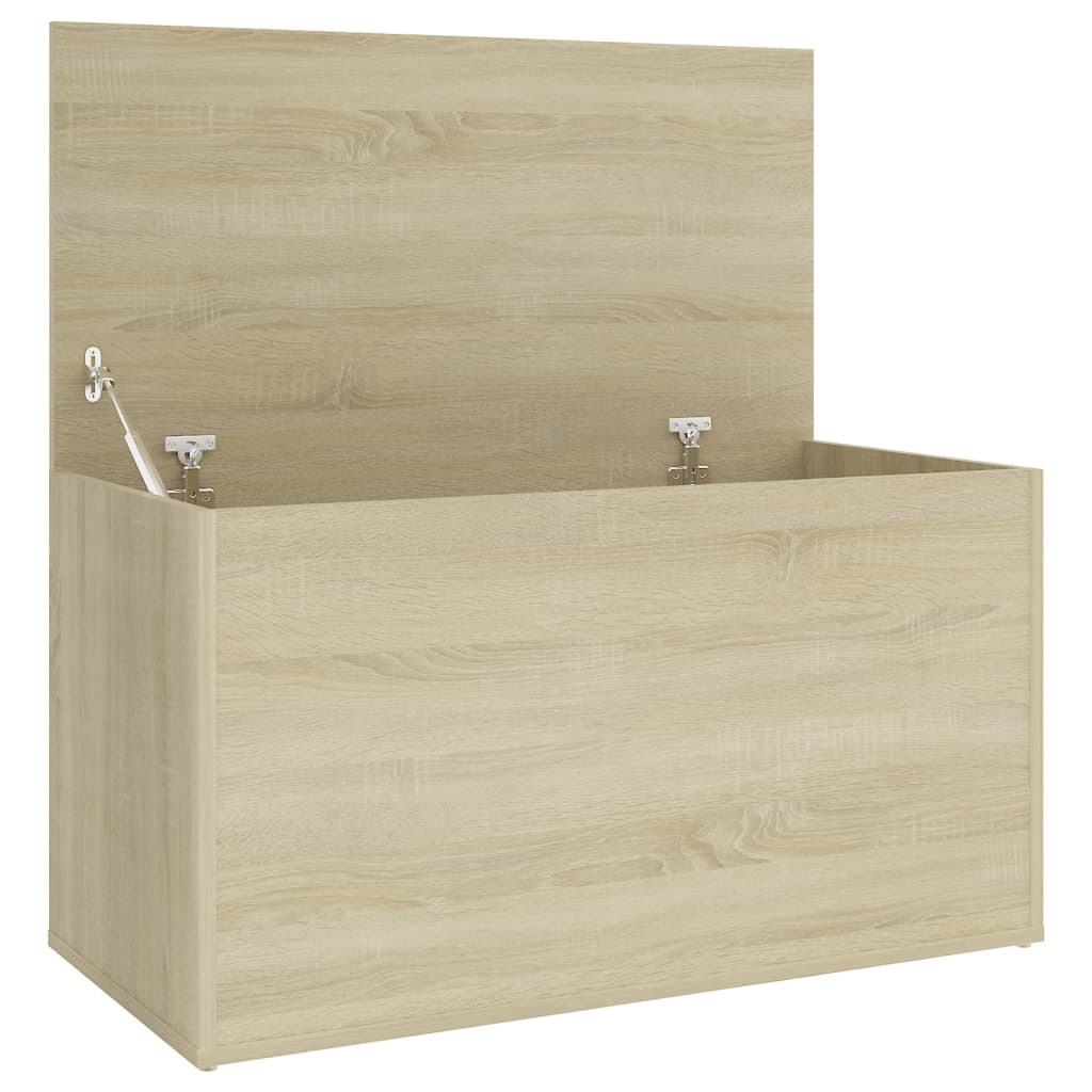 Opbergkist 84x42x46 cm bewerkt hout eikenkleurig