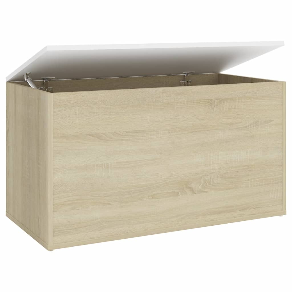 Opbergkist 84x42x46 cm bewerkt hout eikenkleurig