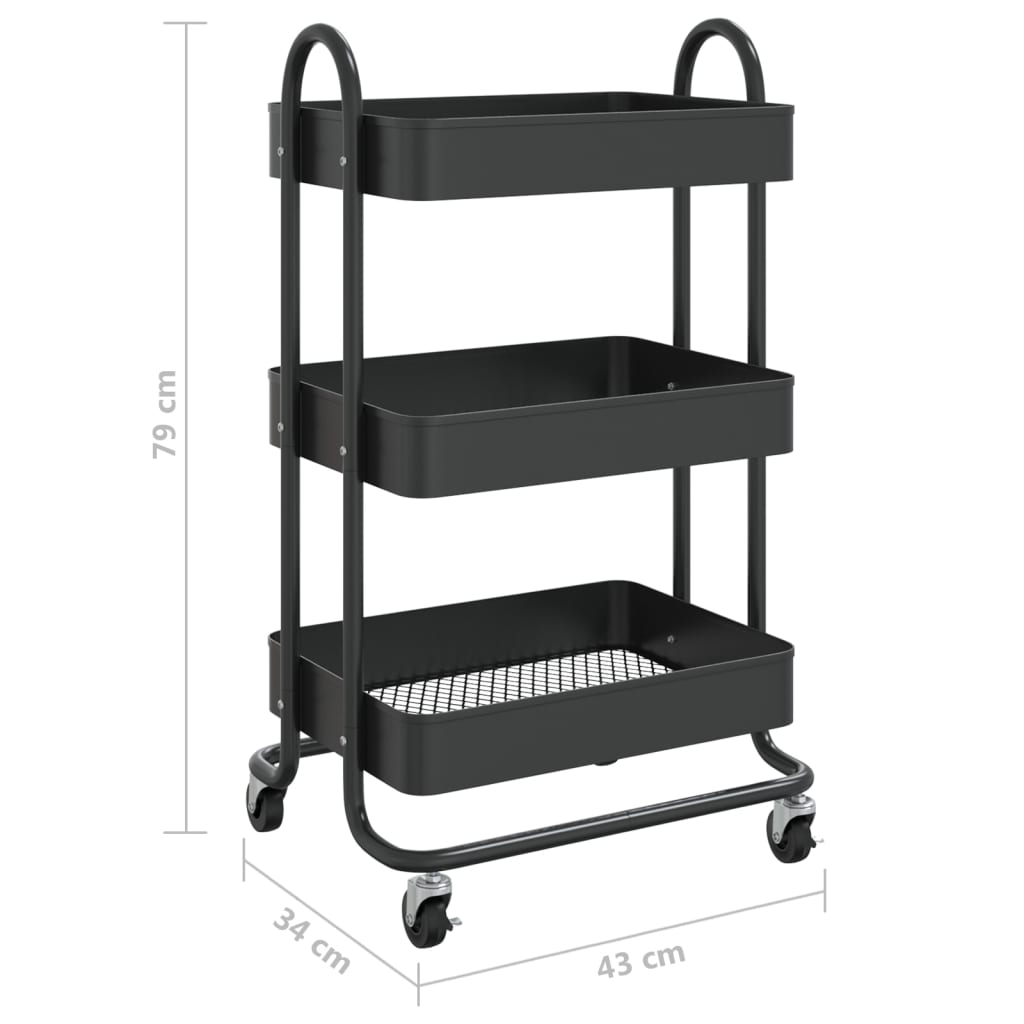 Trolley 3-laags 43x34x79 cm staal