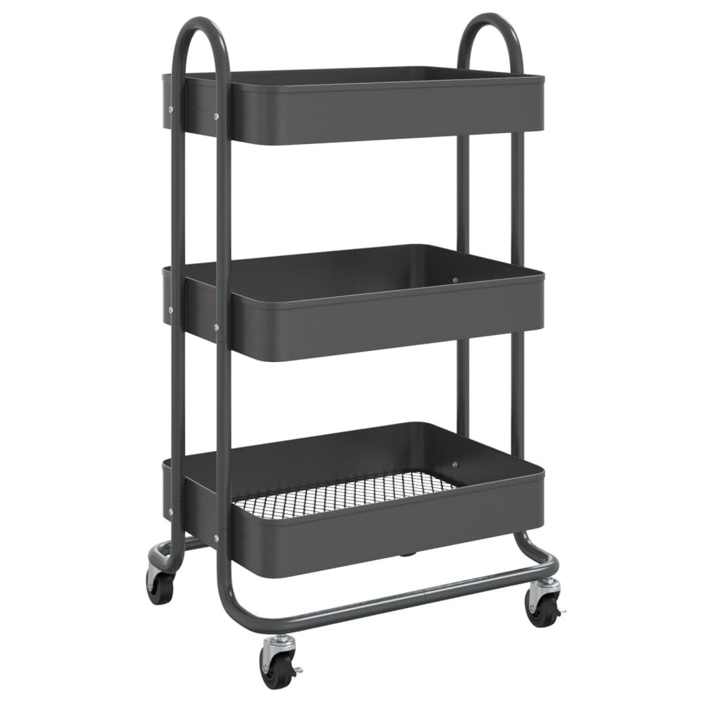 Trolley 3-laags 43x34x79 cm staal