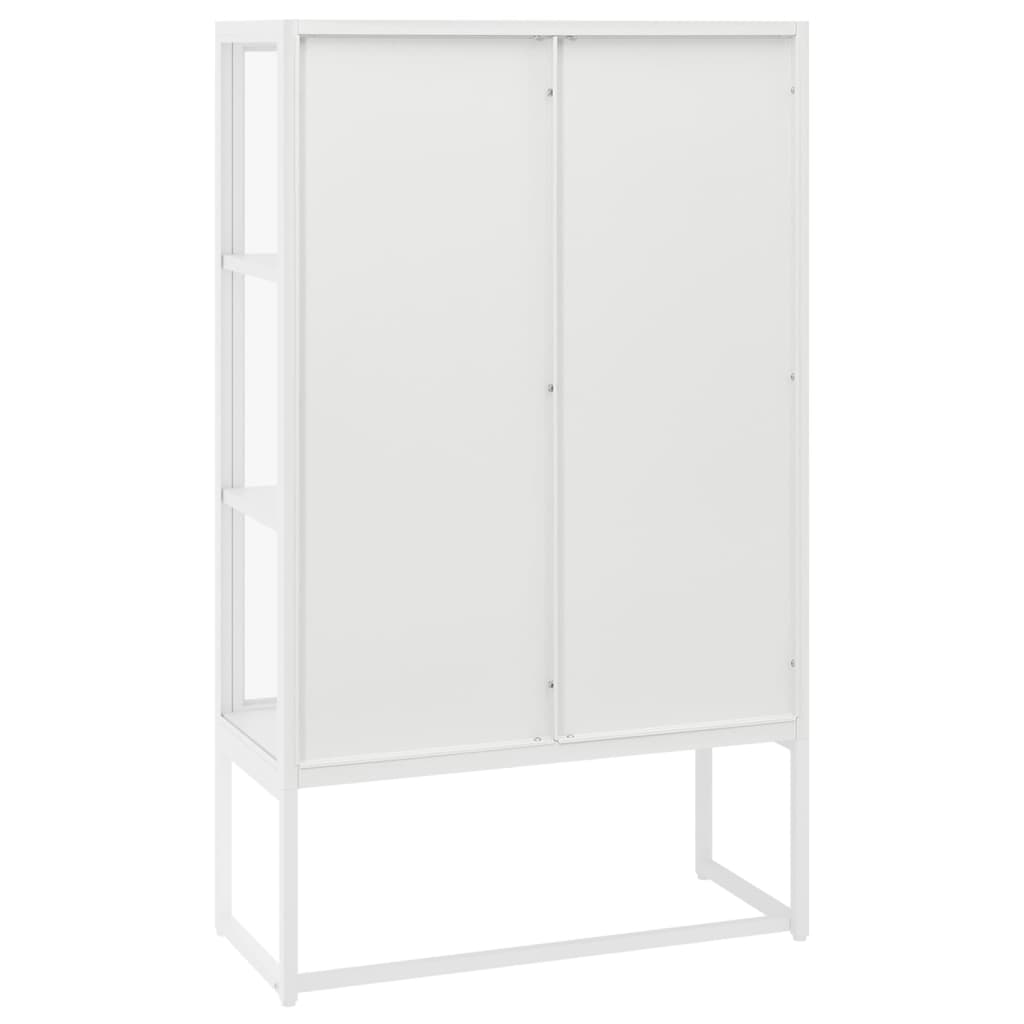 Hoge kast 80x35x135 cm staal en gehard glas antracietkleurig