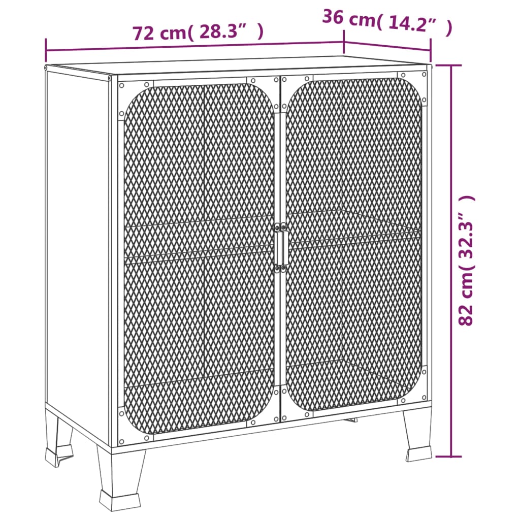 Opbergkasten 2 st 72x36x82 cm metaal en MDF rustiek bruin