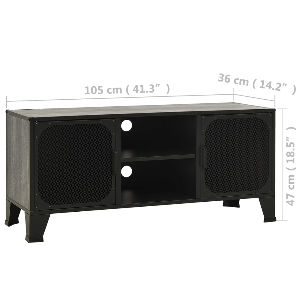 Tv-meubel 105x36x47 cm metaal en MDF rustiek bruin