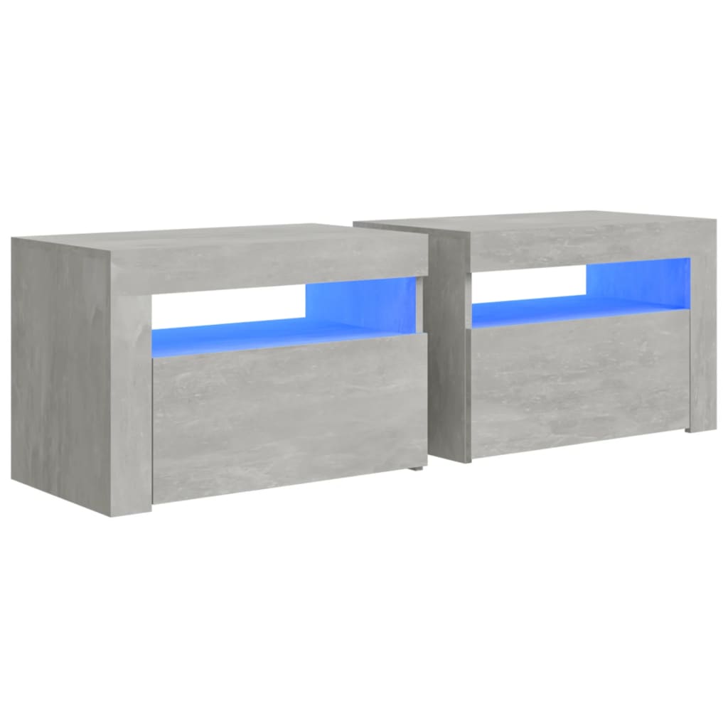 Nachtkastje 2 st met LED-verlichting 60x35x40 cm