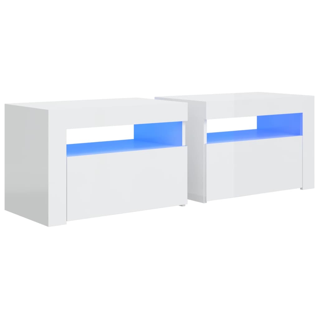 Nachtkastje 2 st met LED-verlichting 60x35x40 cm