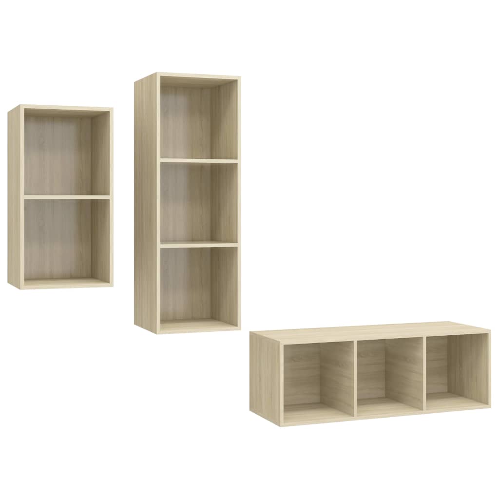 Ensemble de meubles TV 3 pièces en bois