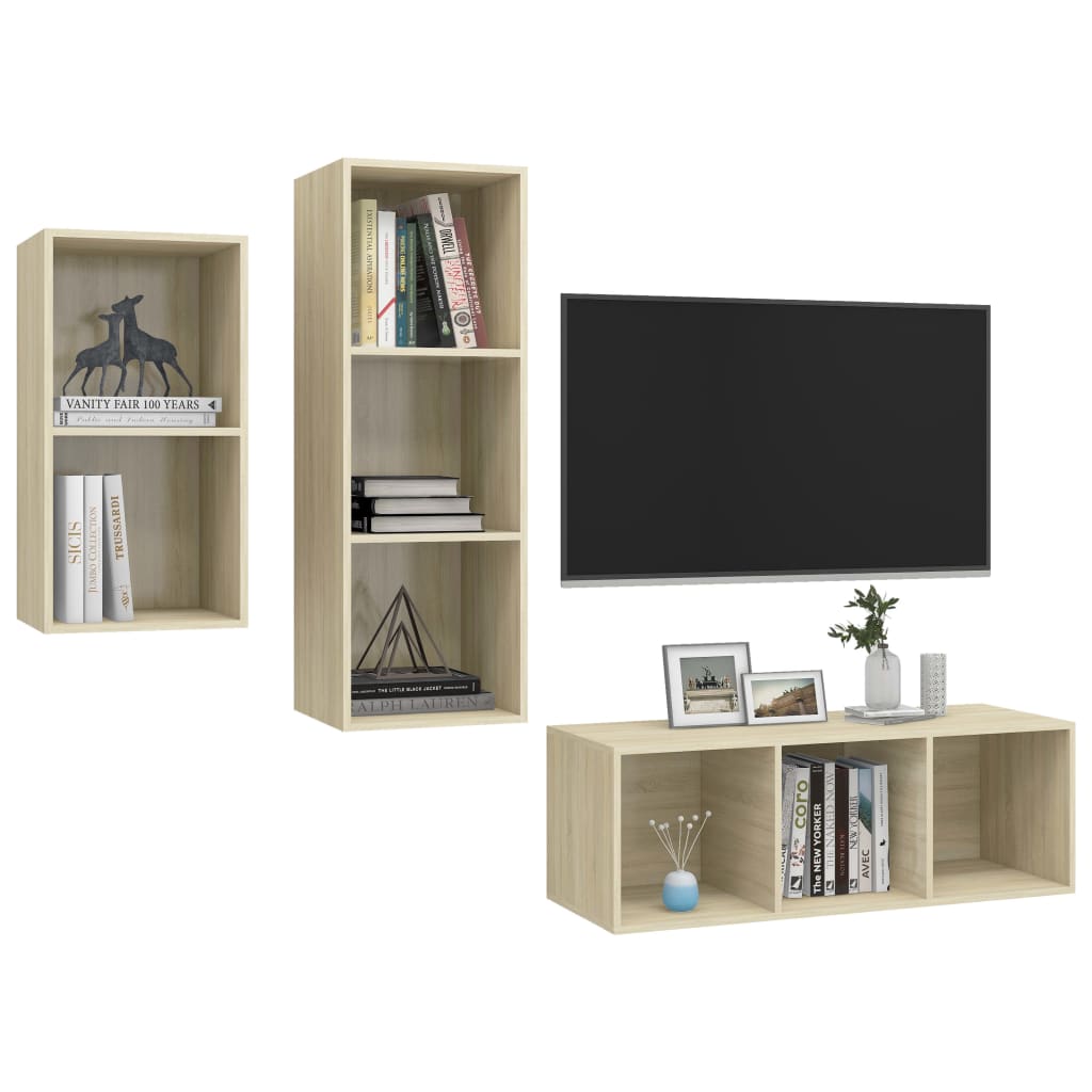 Ensemble de meubles TV 3 pièces en bois