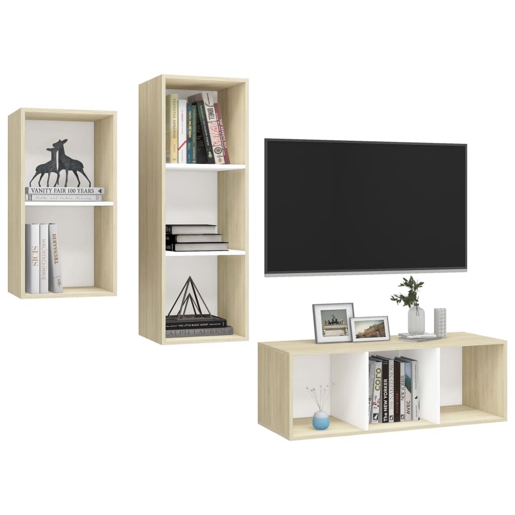 Ensemble de meubles TV 3 pièces en bois