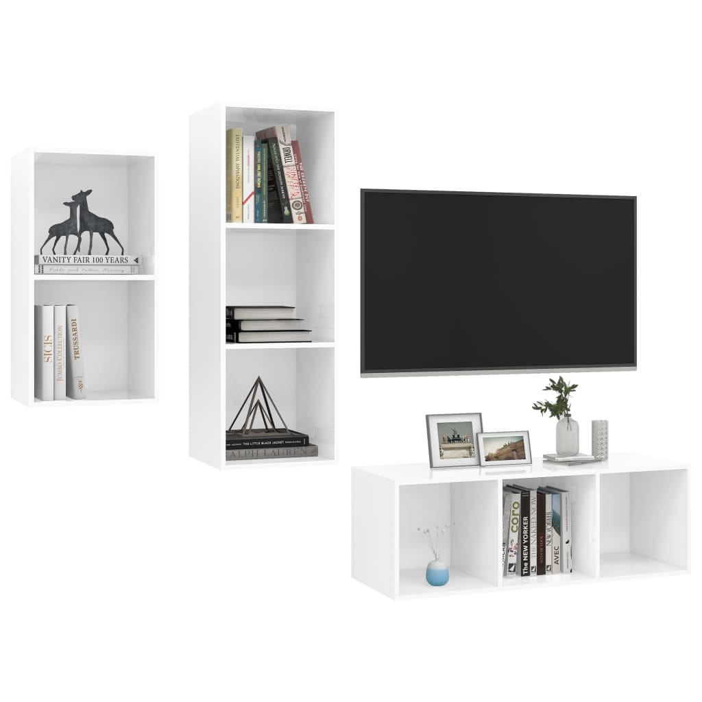 Ensemble de meubles TV 3 pièces en bois