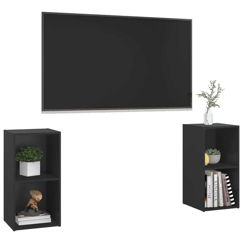 Meuble TV 2pcs 72x35x36,5 cm bois fini couleur chêne blanc