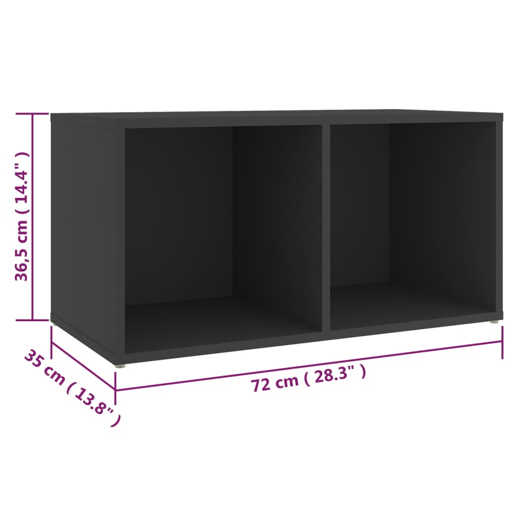 Tv-meubelen 2 st 72x35x36,5 cm bewerkt houtgrijs