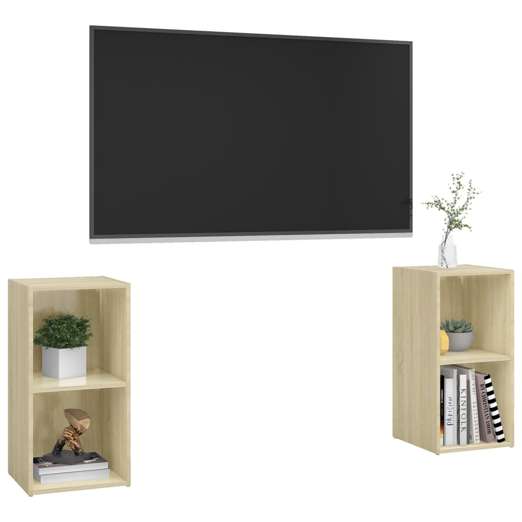 Tv-meubelen 2 st 72x35x36,5 cm bewerkt houtsonoma eikenkleurig