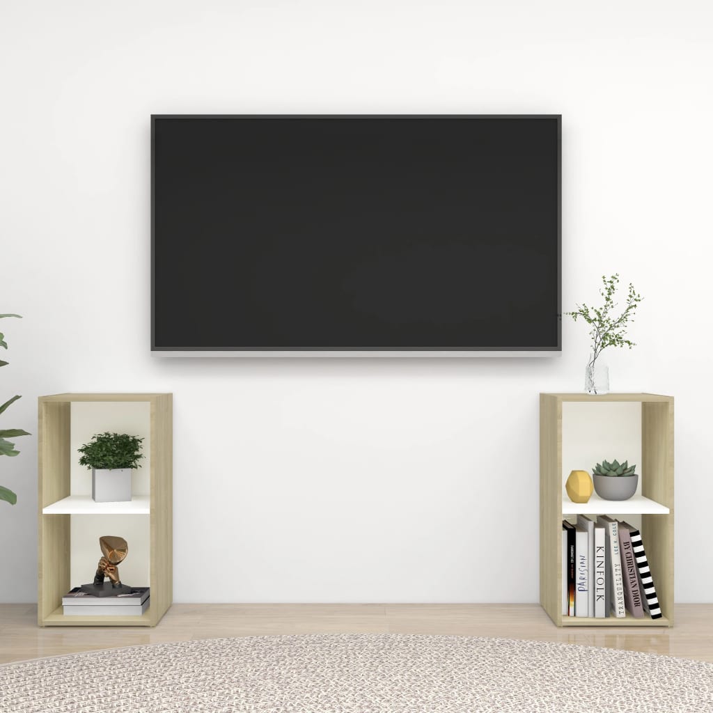 Tv-meubelen 2 st 107x35x37 cm bewerkt hout hoogglans grijs