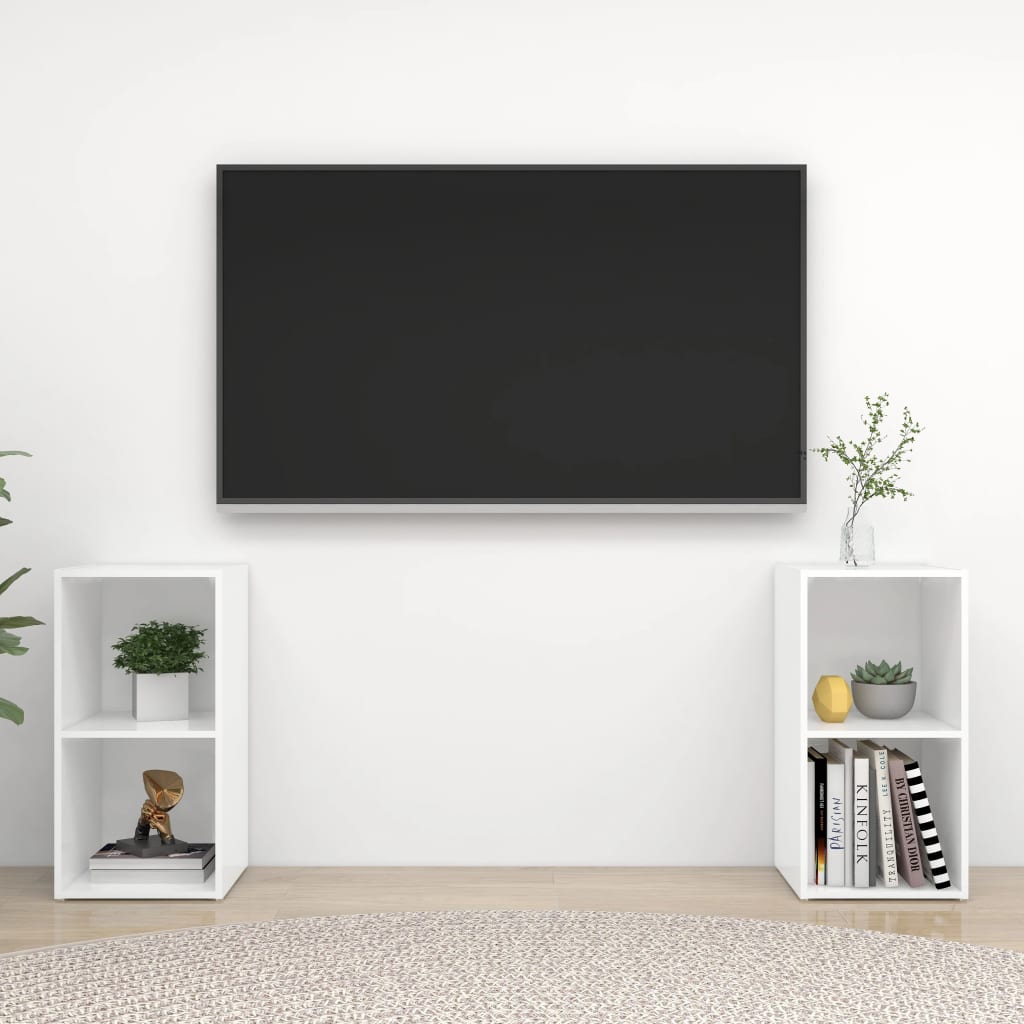 Tv-meubelen 2 st 107x35x37 cm bewerkt hout hoogglans grijs