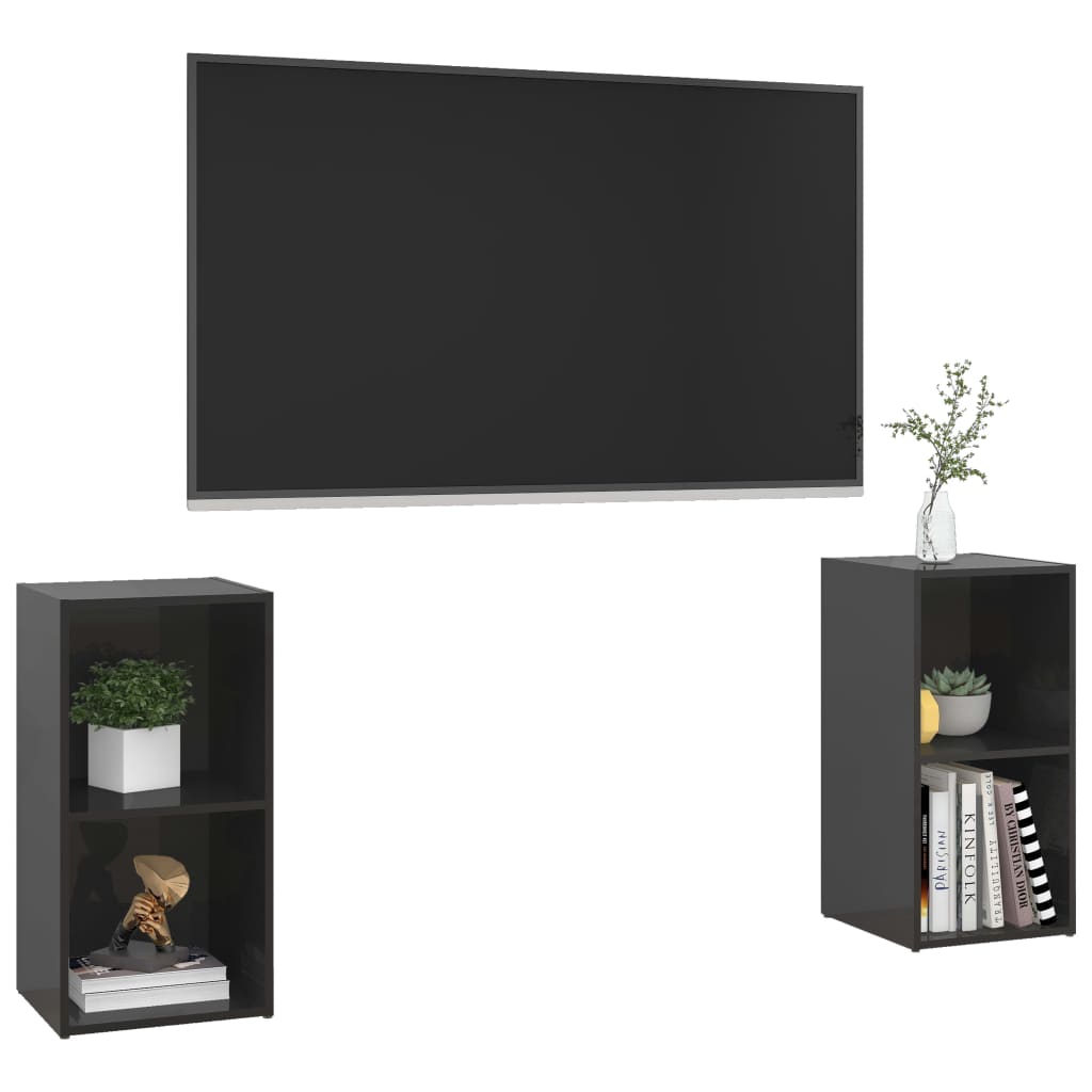 Tv-meubelen 2st 72x35x36,5 cm bewerkt houtwit eikenkleur