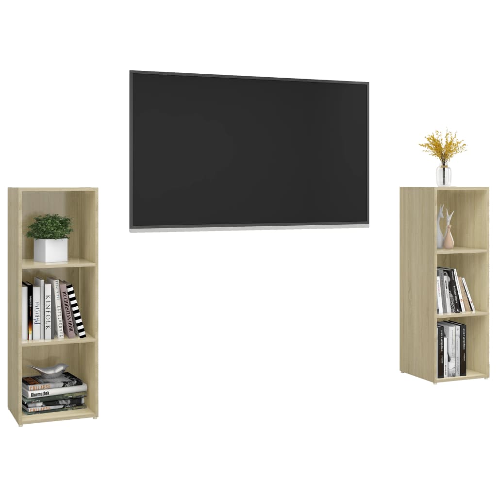 Meuble TV 2pcs 72x35x36,5 cm bois fini couleur chêne blanc