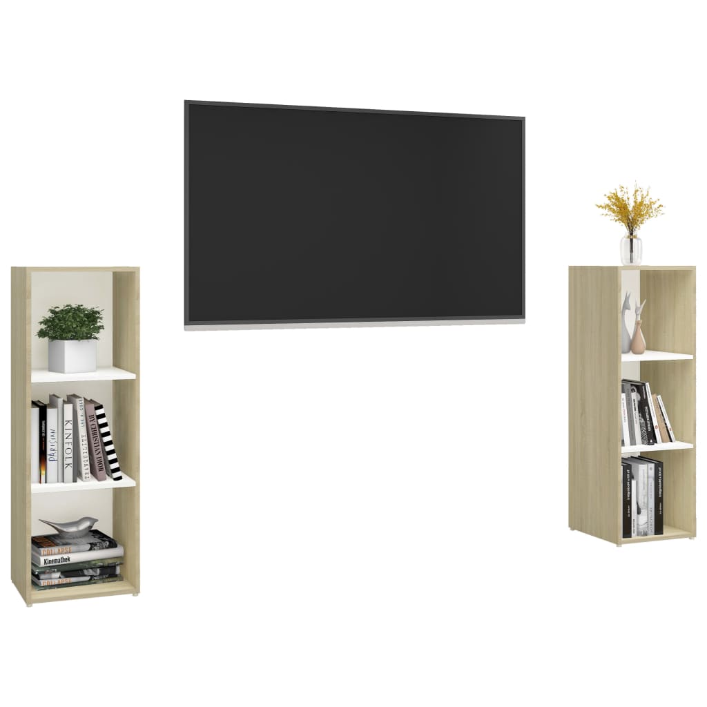 Meuble TV 2 pcs 72x35x36,5 cm fini bois-béton gris