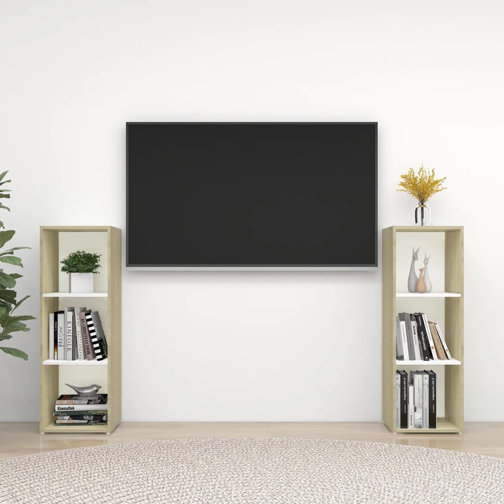 Tv-meubelen 2 st 107x35x37 cm bewerkt houtgrijs