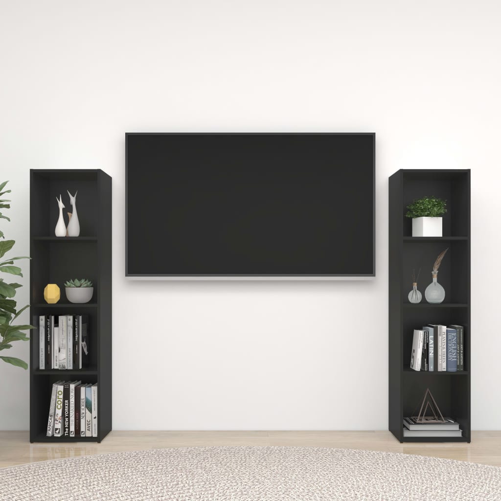 Meuble TV 2 pcs 72x35x36,5 cm fini bois-béton gris