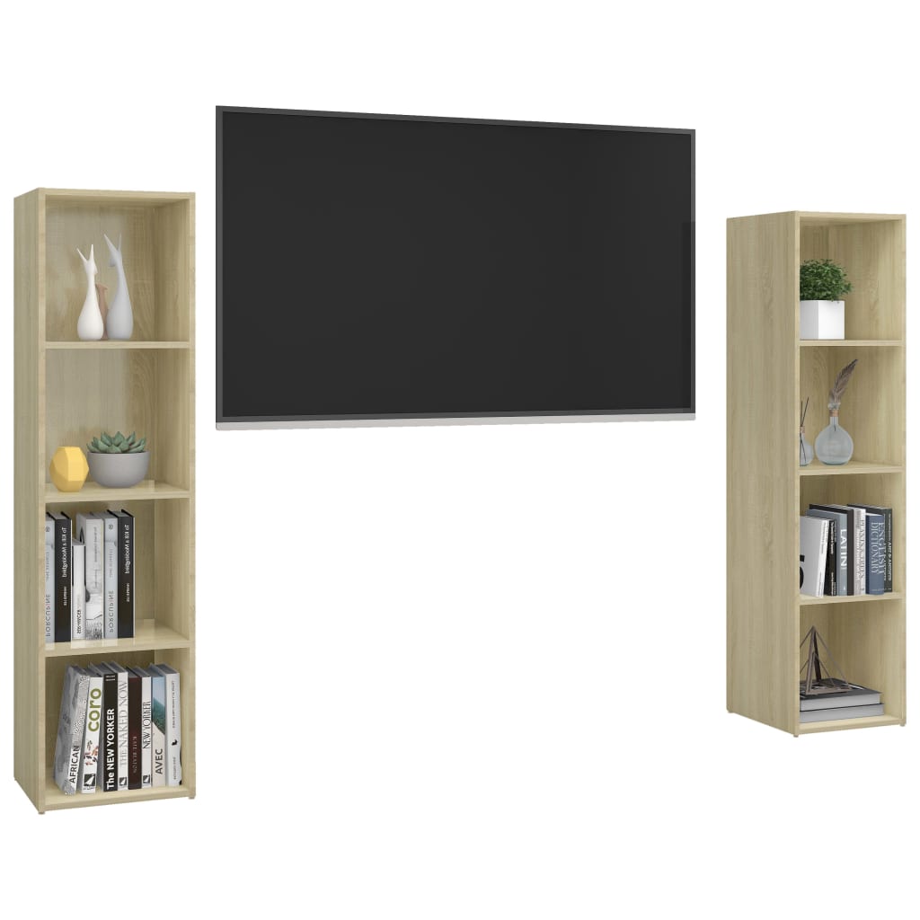 Meuble TV 2 pcs 72x35x36,5 cm fini bois-béton gris