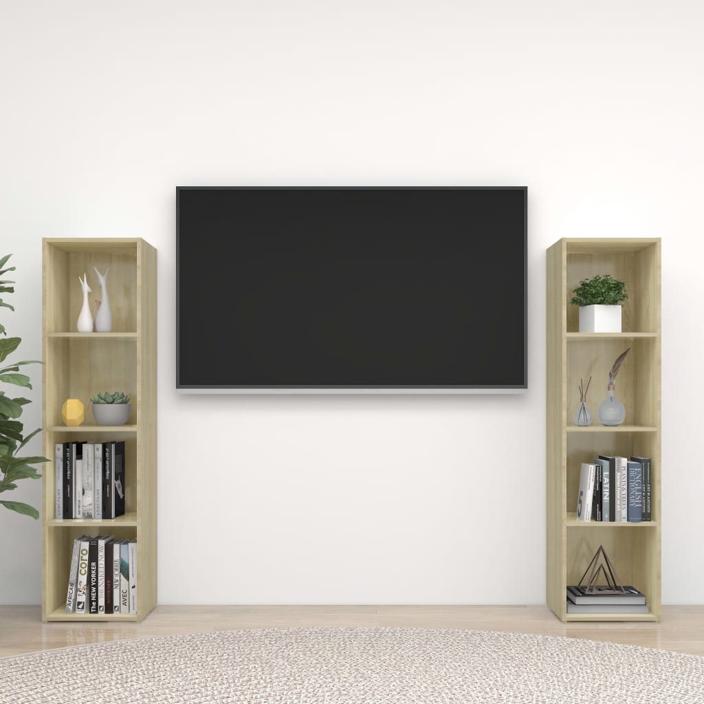 Meuble TV 2 pcs 72x35x36,5 cm fini bois-béton gris