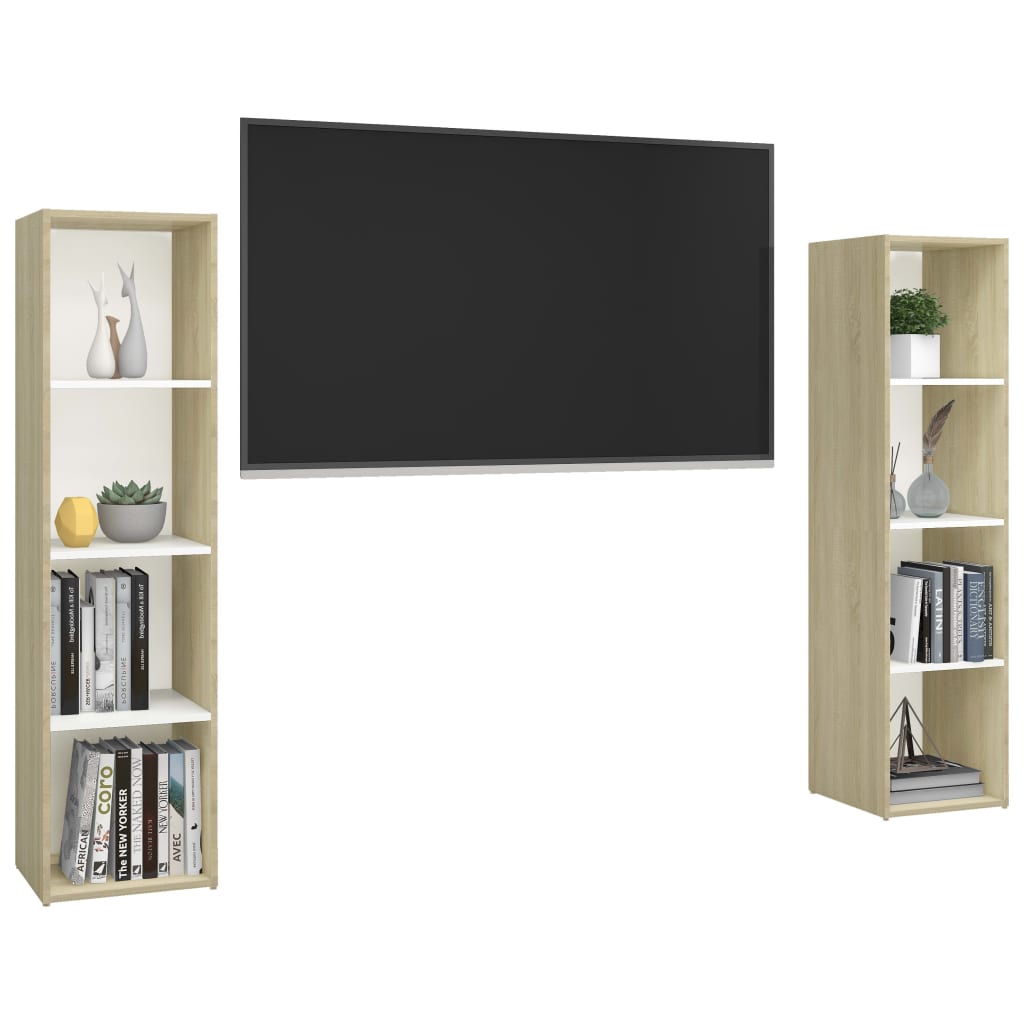 Meuble TV 2 pcs 72x35x36,5 cm fini bois-béton gris