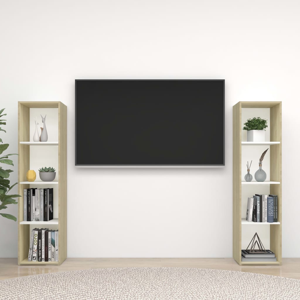 Meuble TV 2 pcs 72x35x36,5 cm fini bois-béton gris