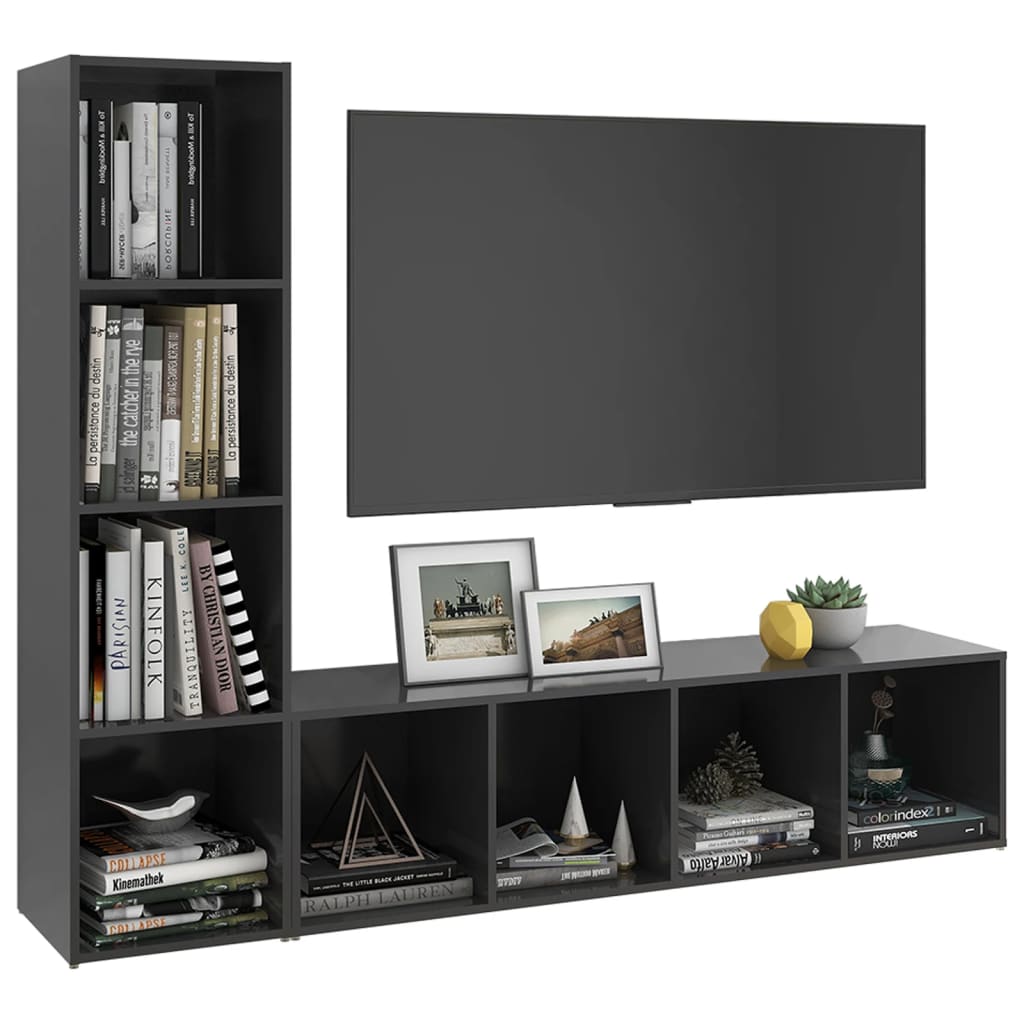 Meuble TV 2 pcs 72x35x36,5 cm bois d'ingénierie