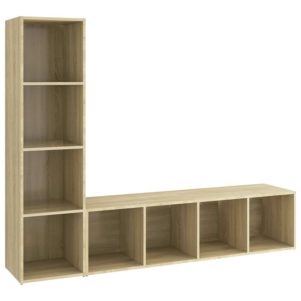 Meuble TV 2 pcs 72x35x36,5 cm bois d'ingénierie