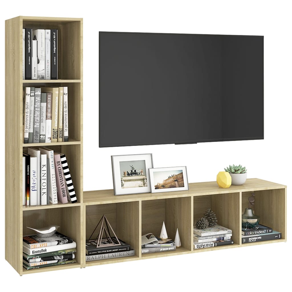 Meuble TV 2 pcs 72x35x36,5 cm bois d'ingénierie