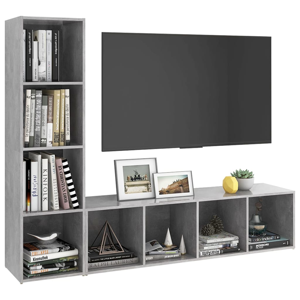 Meuble TV 2 pcs 72x35x36,5 cm bois d'ingénierie