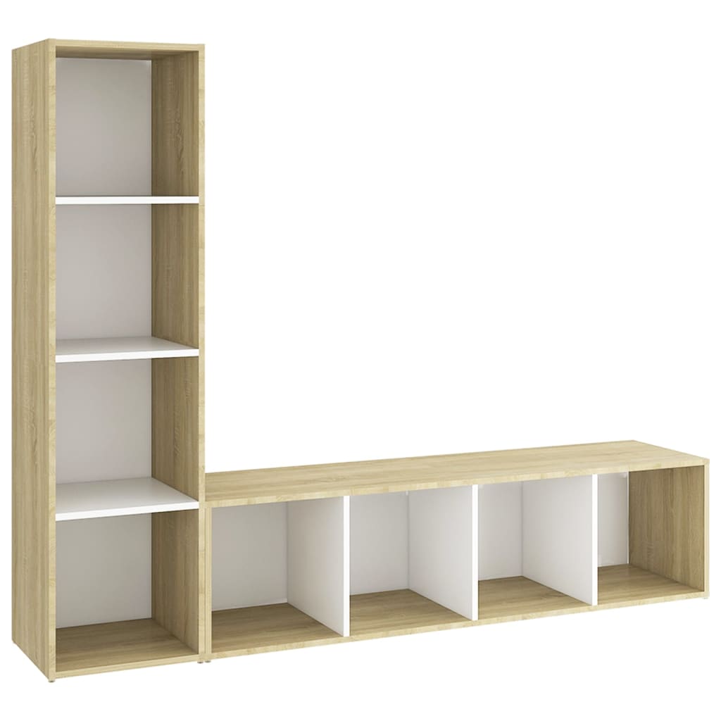 Meuble TV 2 pcs 72x35x36,5 cm bois d'ingénierie