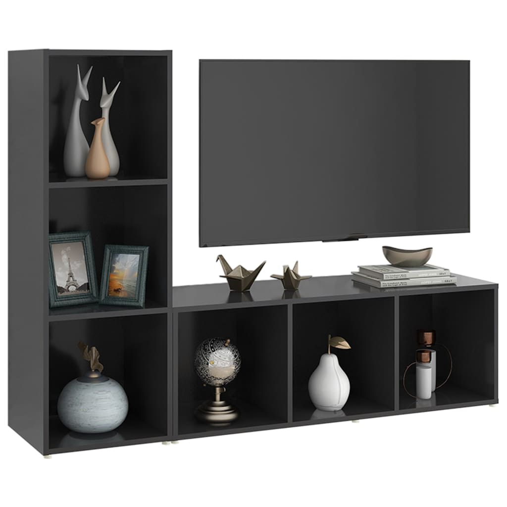 Meuble TV 2 pcs 72x35x36,5 cm bois d'ingénierie