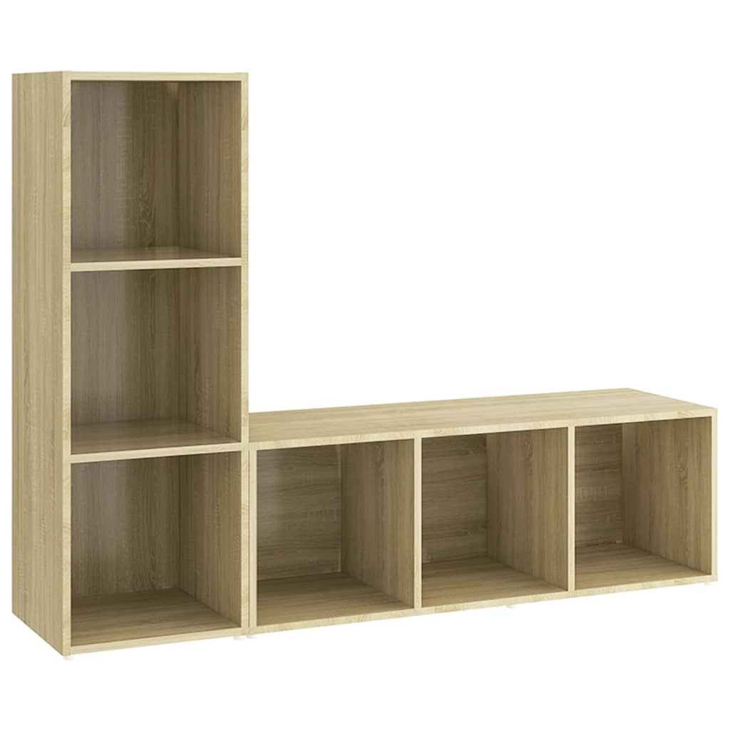 Meuble TV 2 pcs 72x35x36,5 cm bois d'ingénierie