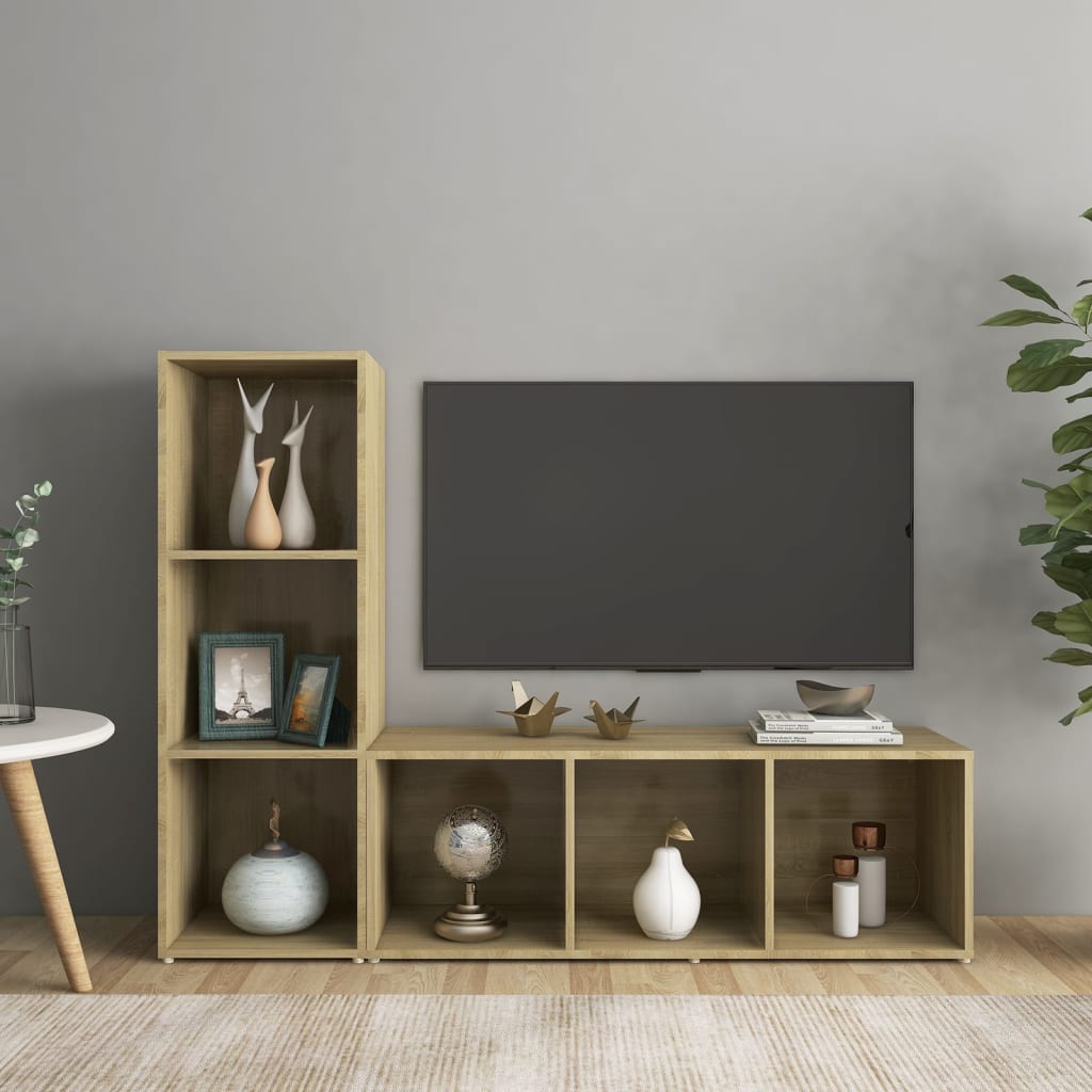 Meuble TV 2 pcs 72x35x36,5 cm bois d'ingénierie