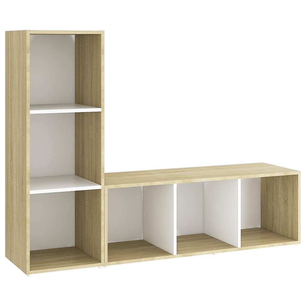 Meuble TV 2 pcs 72x35x36,5 cm bois d'ingénierie