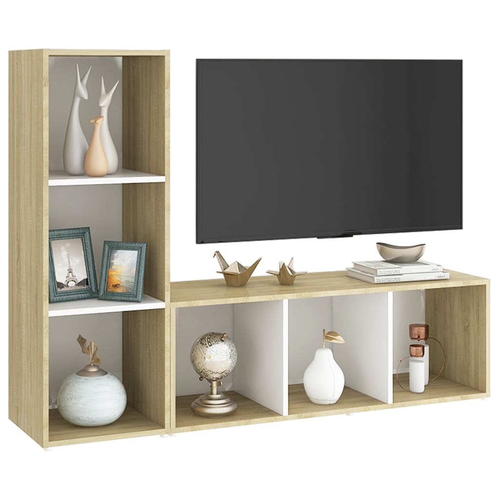 Meuble TV 2 pcs 72x35x36,5 cm bois d'ingénierie