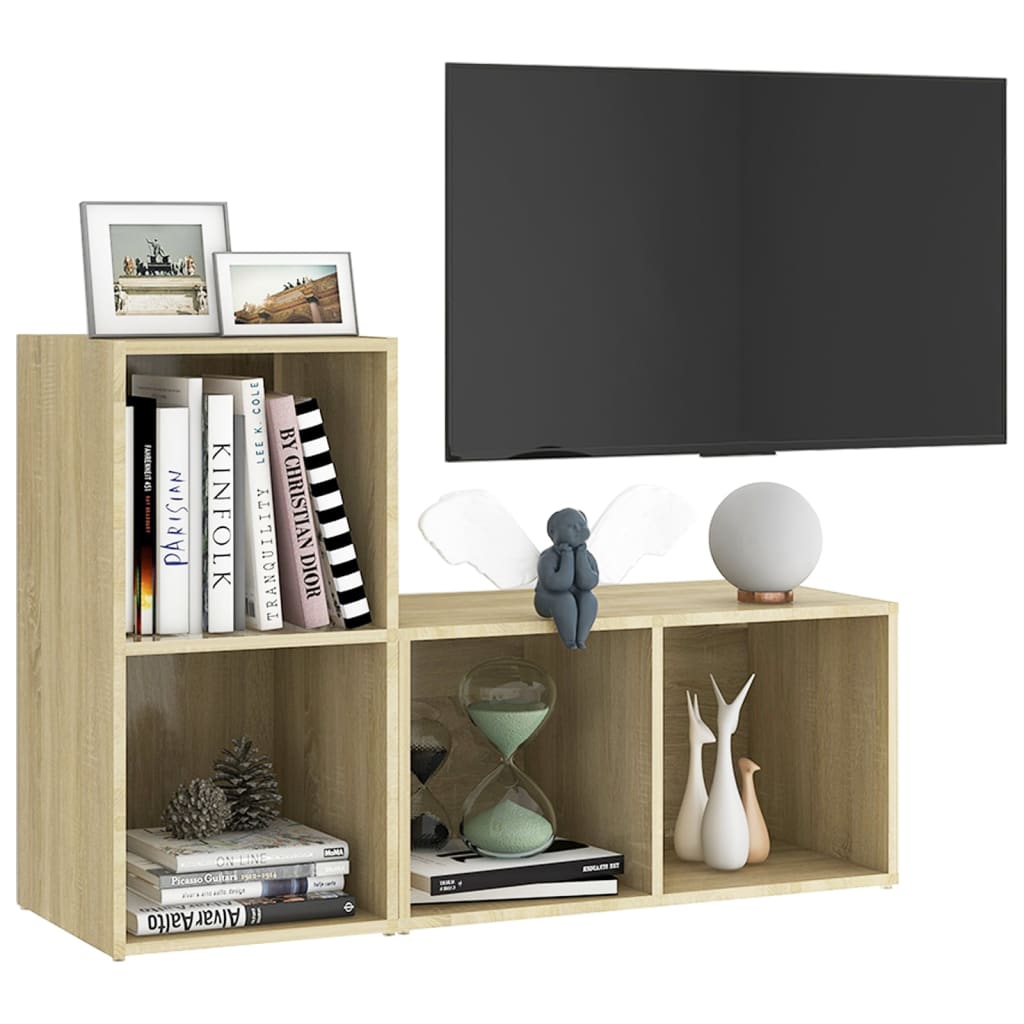 Meuble TV 2 pcs 72x35x36,5 cm bois d'ingénierie