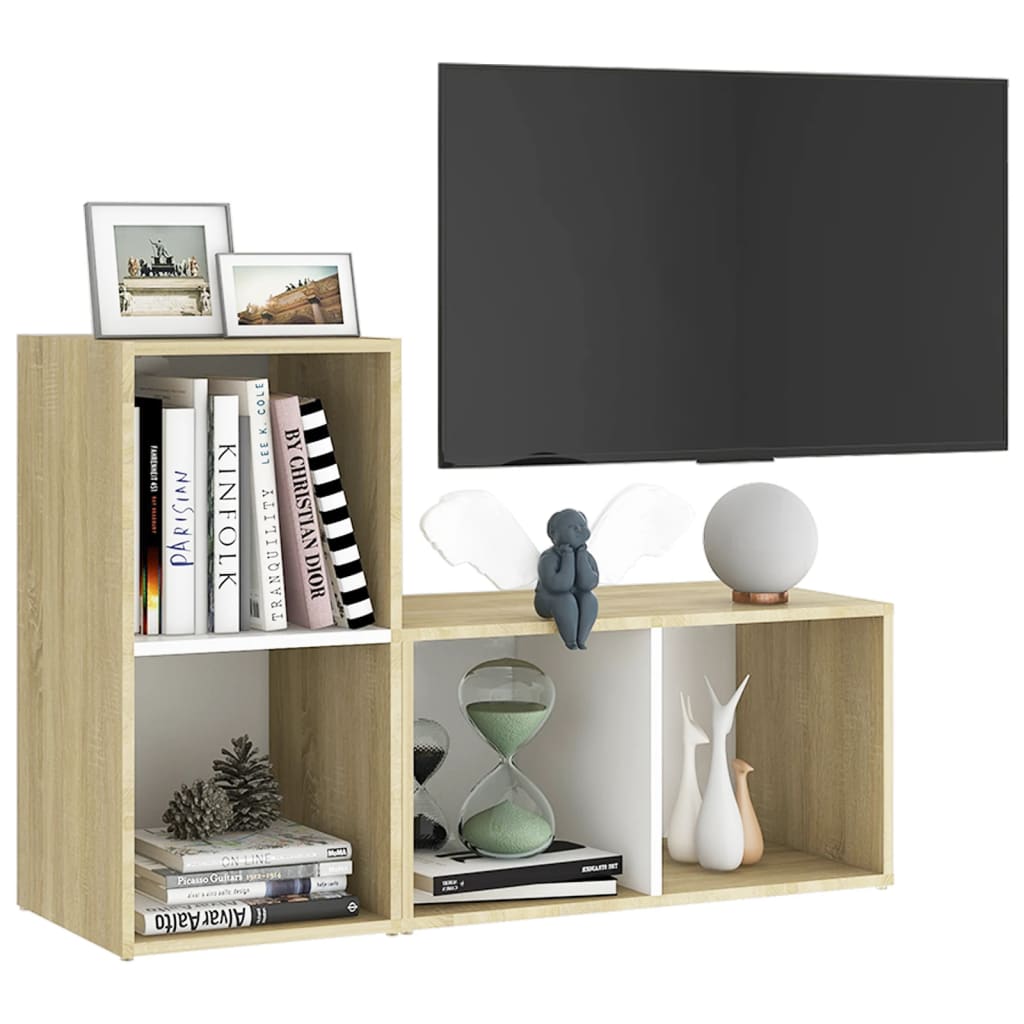 Meuble TV 2 pcs 72x35x36,5 cm bois d'ingénierie