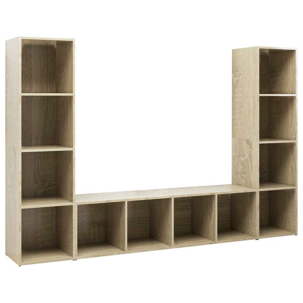 Tv-meubelen 3 st 142,5x35x36,5 cm bewerkt hout sonoma eiken