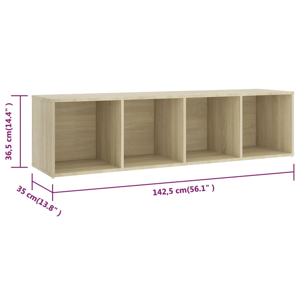 Tv-meubelen 3 st 142,5x35x36,5 cm spaanplaat wit sonoma eiken