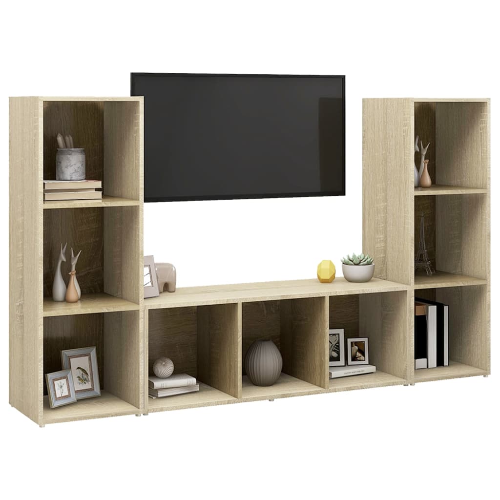 Tv-meubelen 3 st 107x35x37 cm bewerkt hout sonoma eikenkleurig