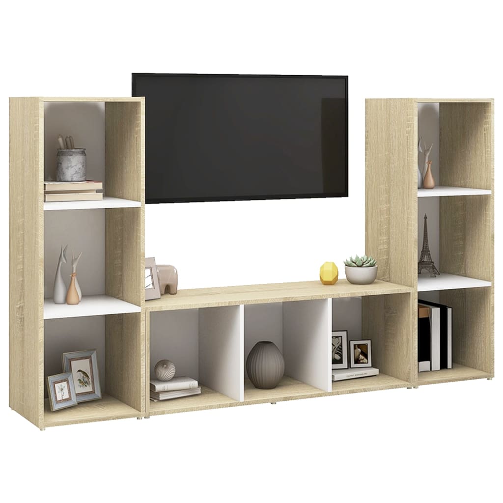 Tv-meubelen 3 st 107x35x37 cm bewerkt hout sonoma eikenkleurig