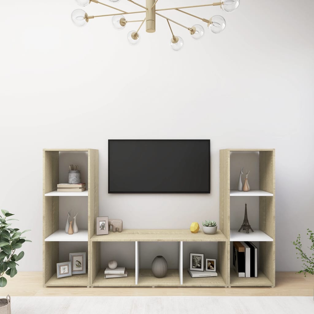 Tv-meubelen 3 st 107x35x37 cm bewerkt hout sonoma eikenkleurig