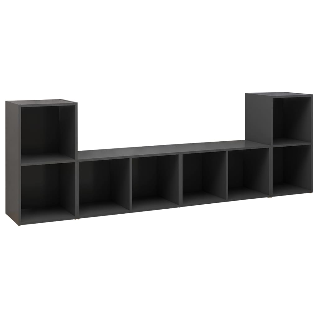 Tv-meubelen 4 st 72x35x36,5 cm bewerkt hout hoogglans grijs