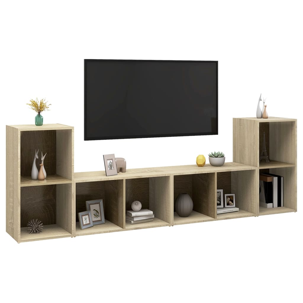 Tv-meubelen 4 st 72x35x36,5 cm bewerkt hout eikenkleurig