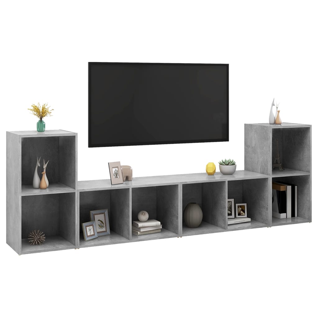 Tv-meubelen 4 st 72x35x36,5 cm bewerkt hout grijs