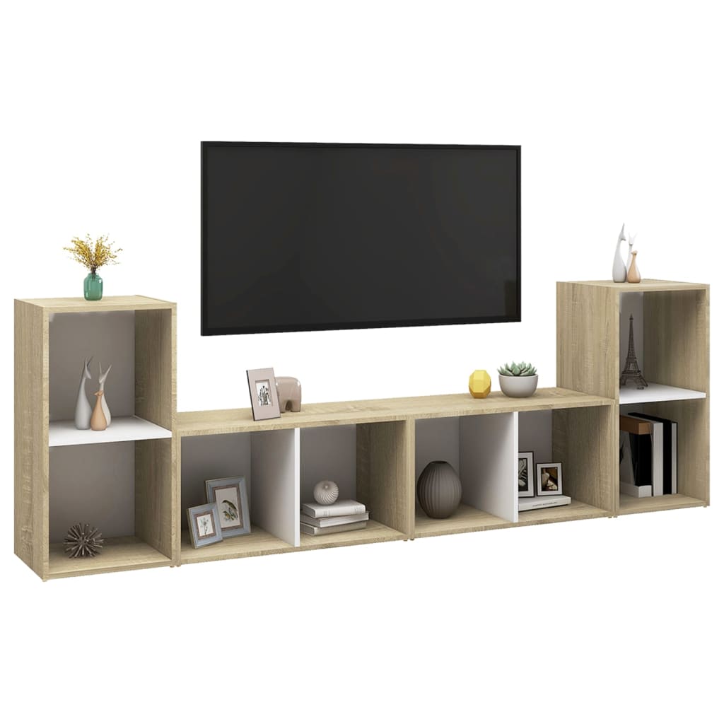 Tv-meubelen 4 st 72x35x36,5 cm bewerkt hout hoogglans wit